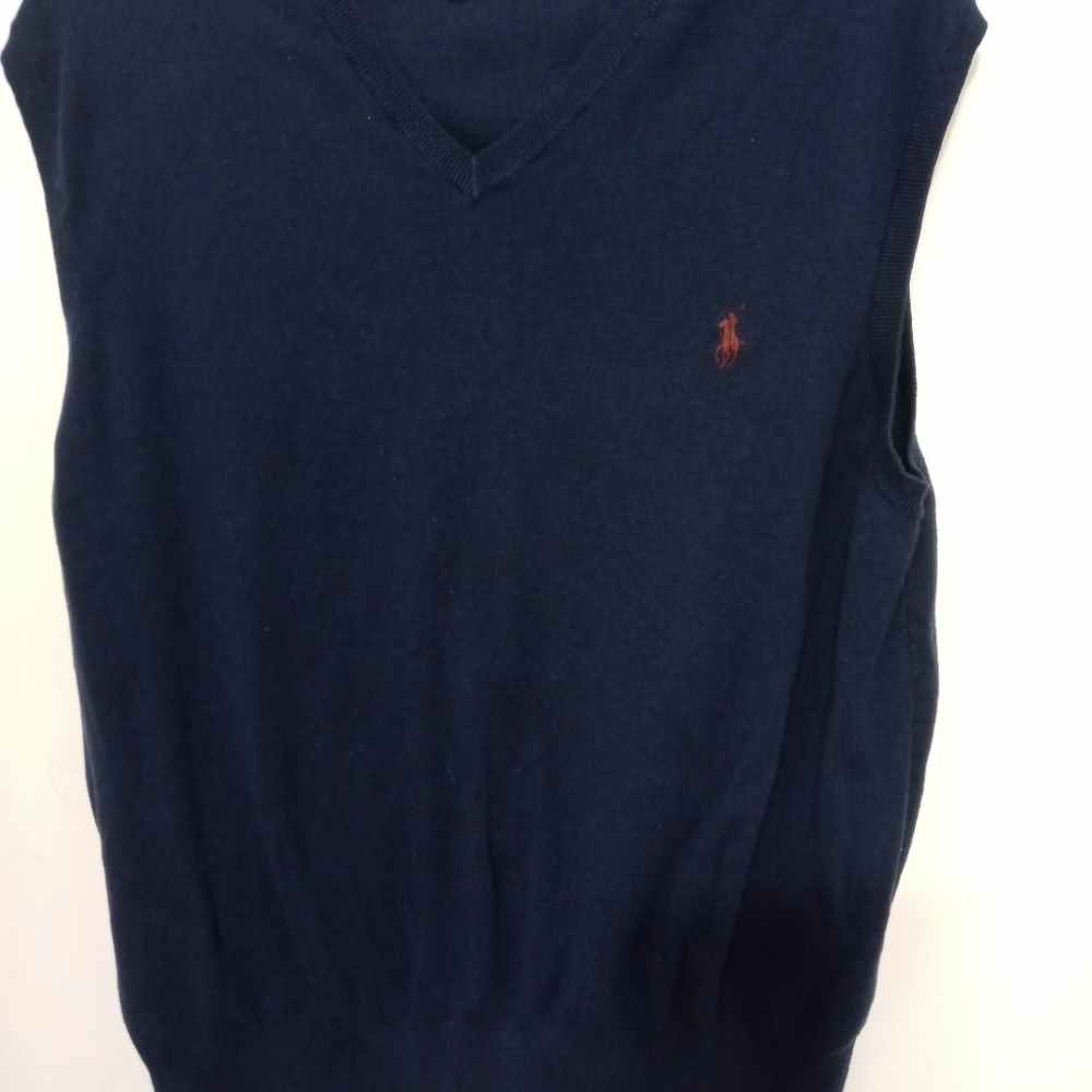Polo by Ralph Lauren Navy Blue Vest Sweater Embroidered Pony